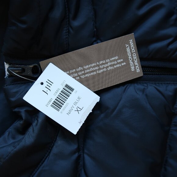 J Jill Down Puffer Vest Quilted Full Zip Nylon Jacket Women's XL Navy Blue NWT - Picture 2 of 6
